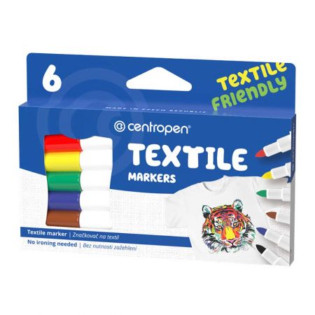 Markere pentru textile CENTROPEN 2739, 6 culori/set